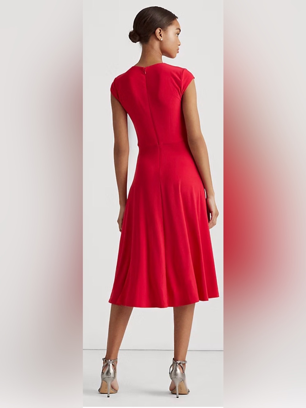 🌺RALPH LAUREN RED CAP SLEEVE MIDI DRESS SIZE 6🌺